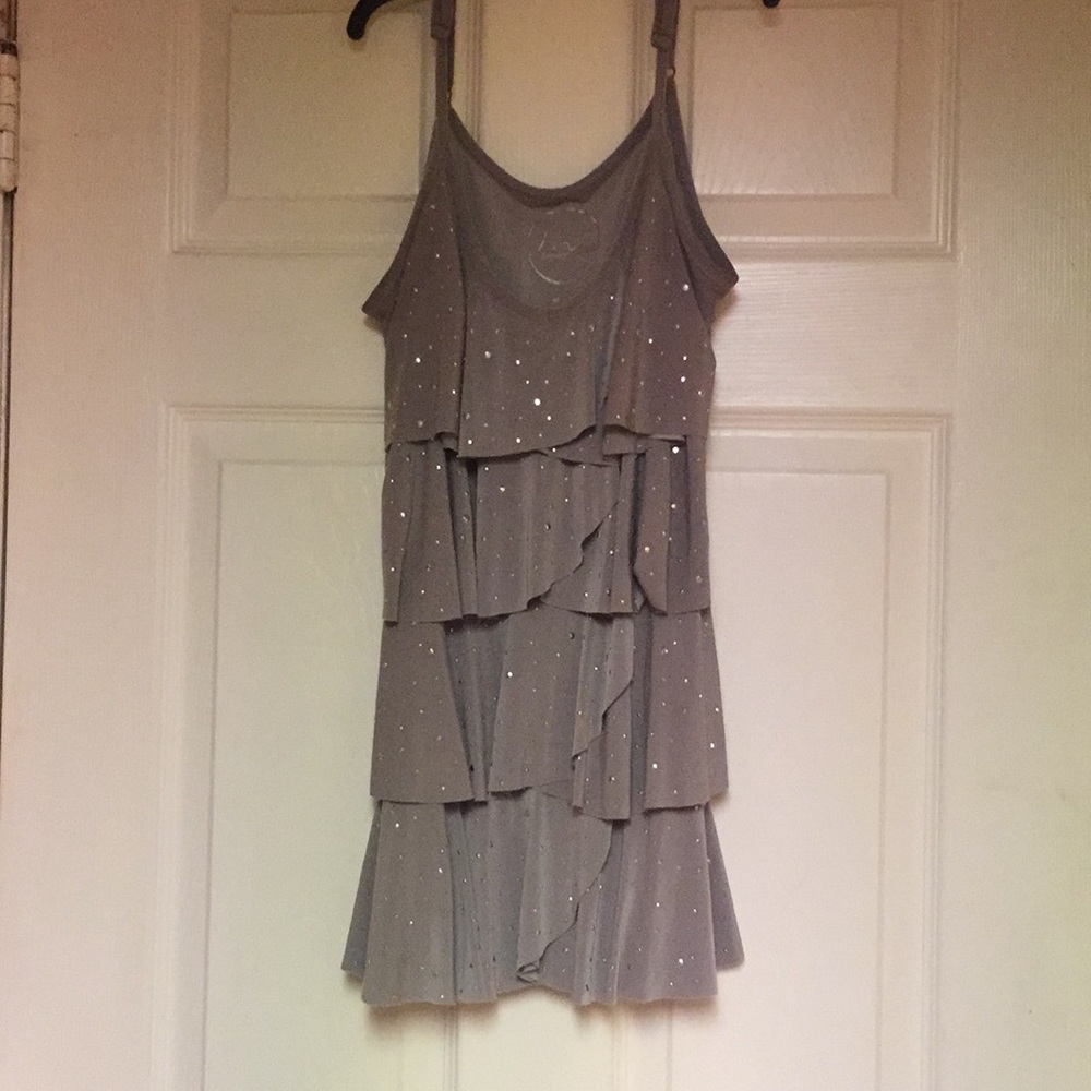Ruffled taupe studded top